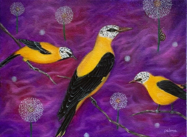 Día de muertos, oropéndolas — ÓLEO SOBRE LIENZO 38 X 48 CM