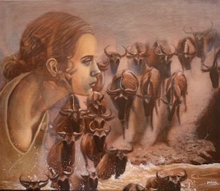 Estampida — OIL ON CANVAS 27X31″ IN THE FRAME