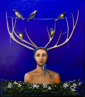 Aves y azahares — ÓLEO SOBRE LIENZO 80 X 90